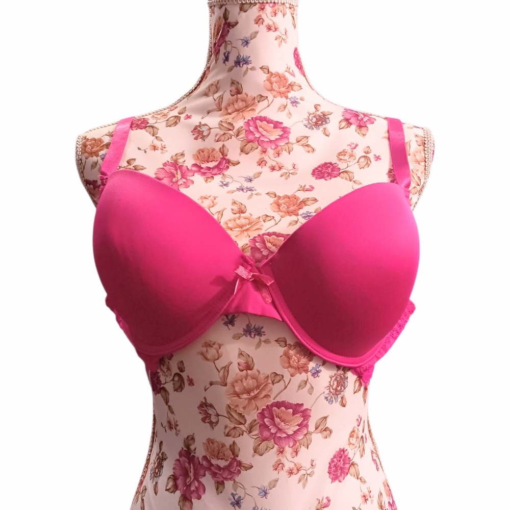 Elegant Fushia / Hot Pink Floral Lace Adjustable Bra Size 40C
